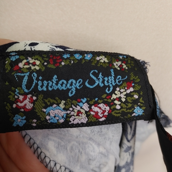 Vintage Style 90's Floral Button Front Lace Up Ties Midi Dress Size 11 - Picture 9 of 12